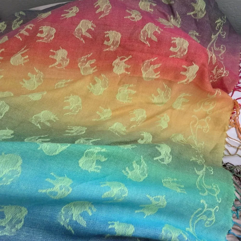 Pashmina Multicolor Elephant Print Cashmere Shawl/Scarf Bundle See Description